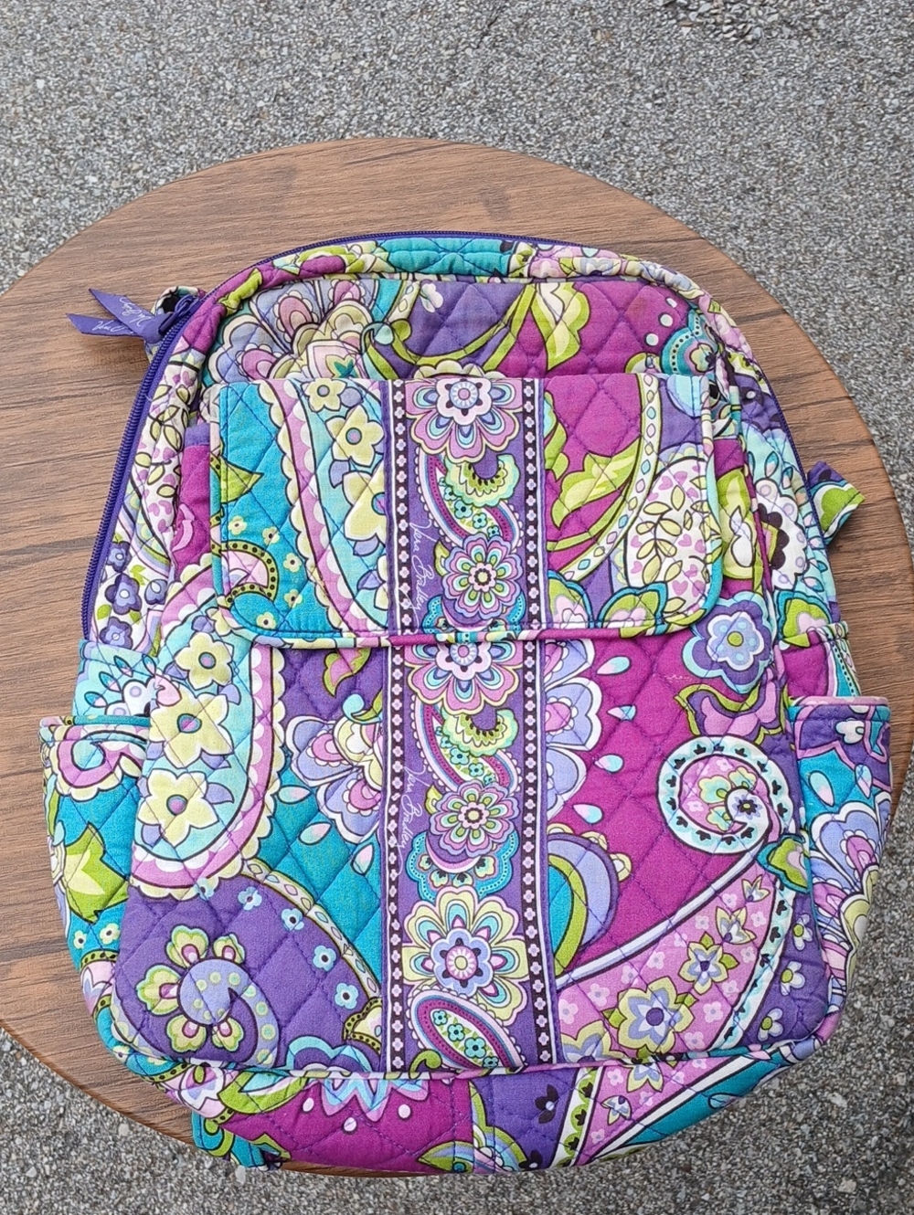 Vera Bradley Purple Teal Paisley Quilted Backpack